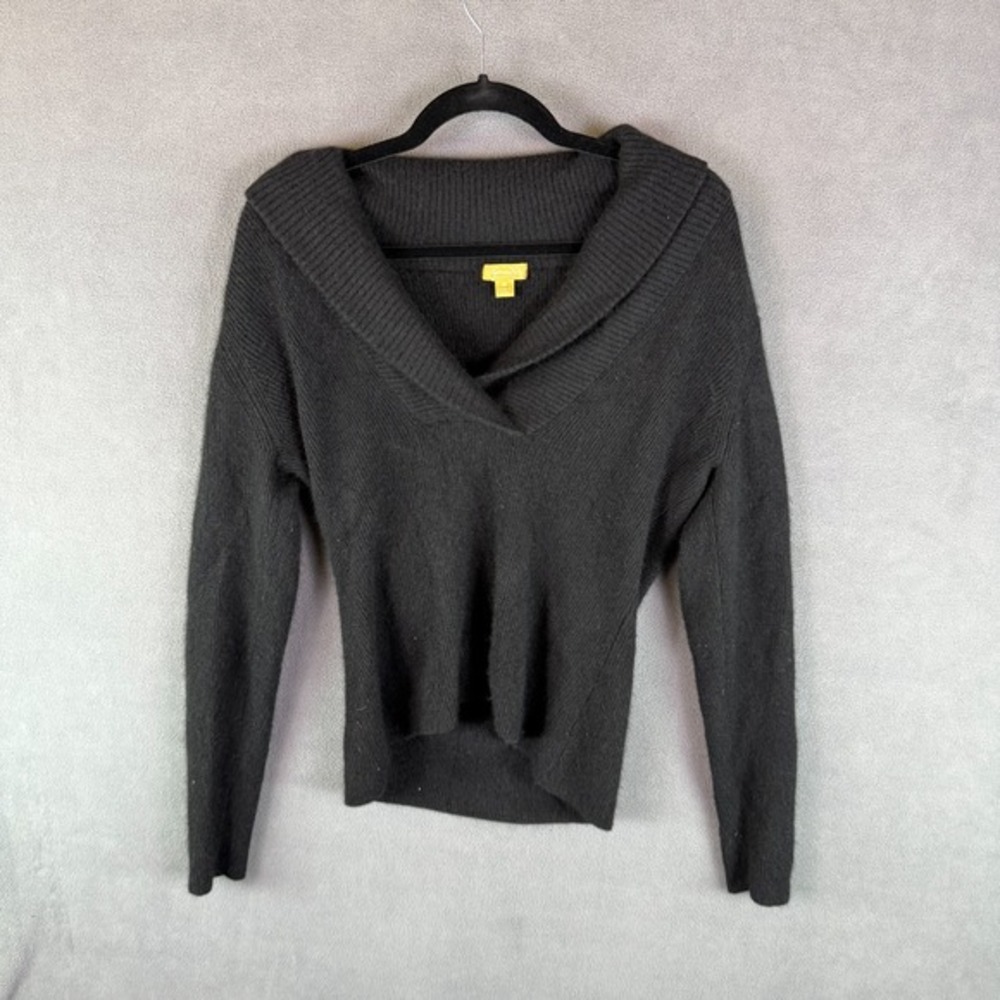 Katherine Kelly Women's Cashmere Sweater‎ M Black Shawl Collar Quiet Luxury Chic